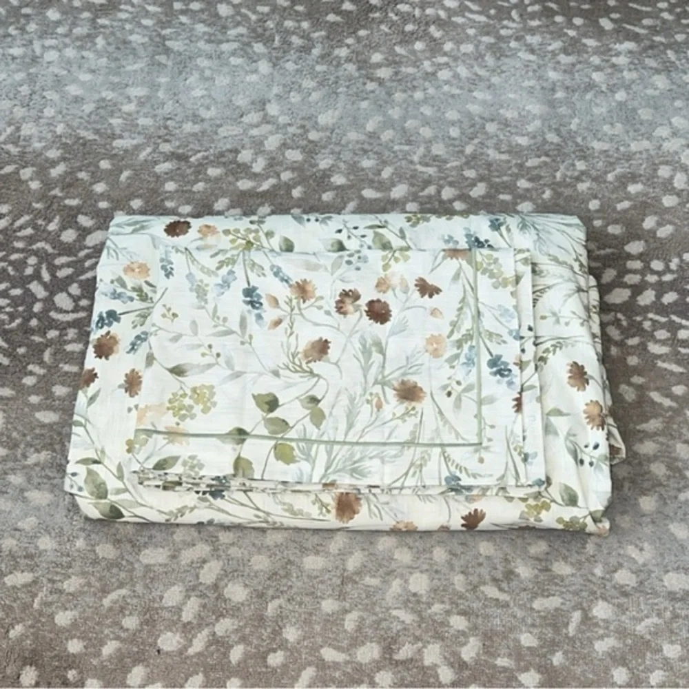 NEW Ethan Allen Country Floral Print Queen Duvet Cover & 2 Standard Shams Set‎